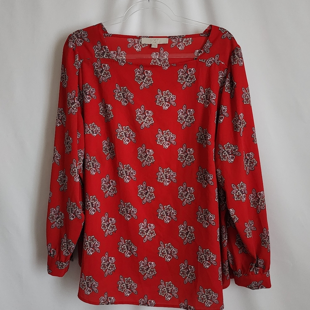 Loft Square Neck Floral Print Plus Size Blouse 18 - Picture 2 of 6